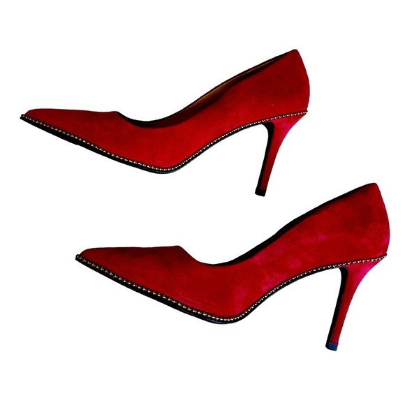 NWT Coach Red Suede Waverly Heels Size 10 š„ - Picture 1 of 14